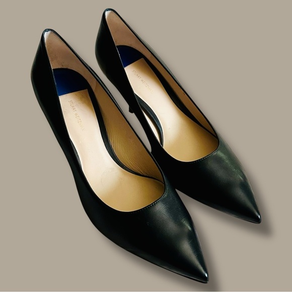 NWOT Stuart Weitzman Black Leather ‘Tippi 75’ Pointed Toe Pumps Size 11.5 - Picture 16 of 16